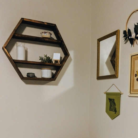 Wood Hexagon Shelf Handmade - Picture 3 of 3